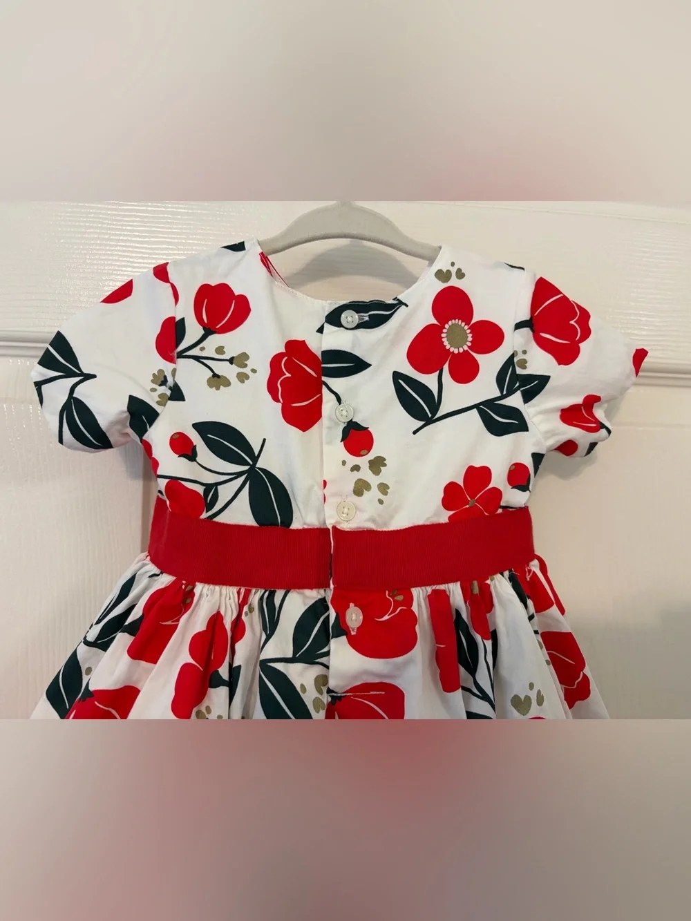 Carter's Baby Girl Floral Dress 12 Months Red White Holiday Party Bow